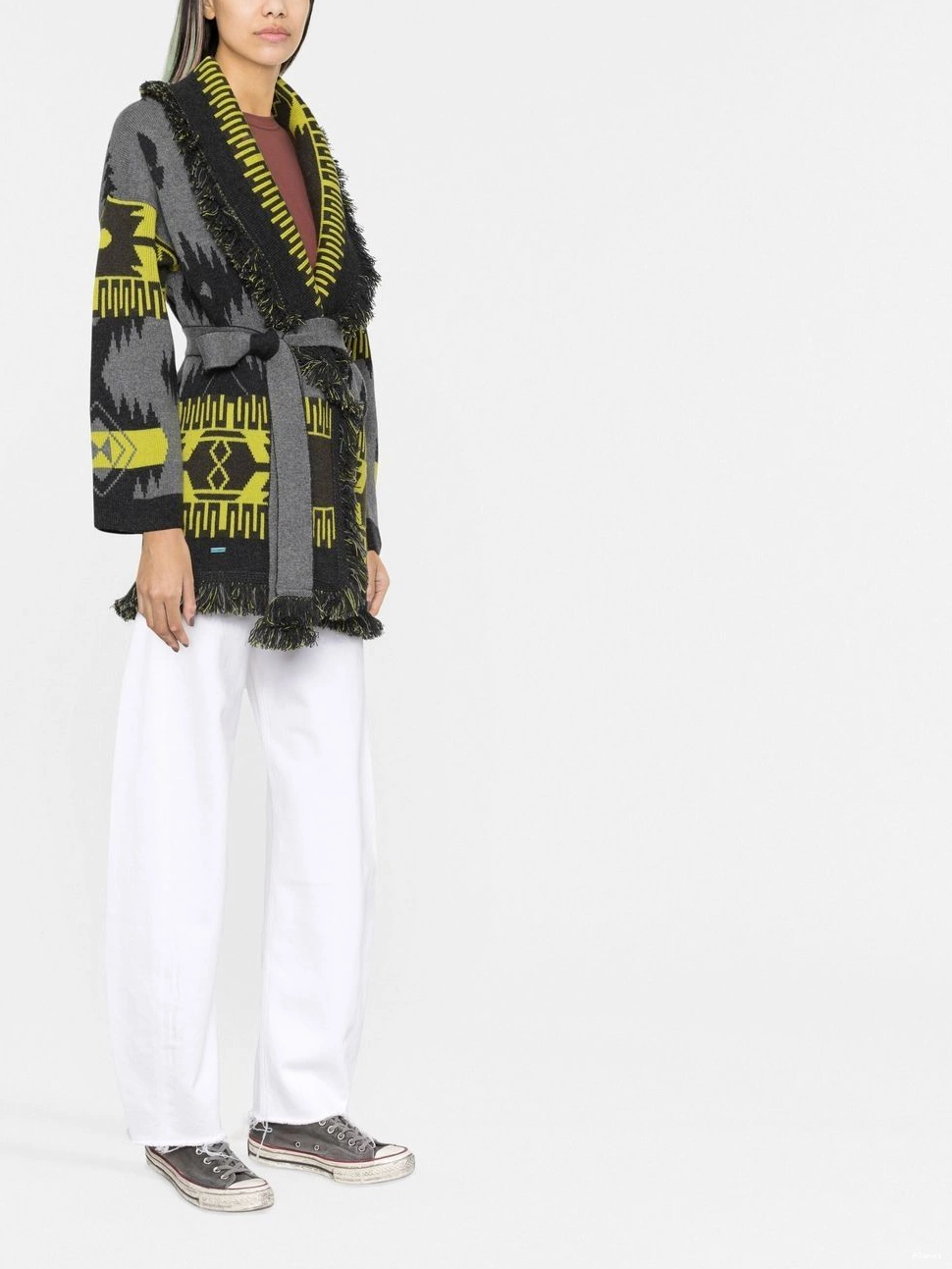 Cheap belted-waist cardigan Alanui intarsia-knit Women 0417